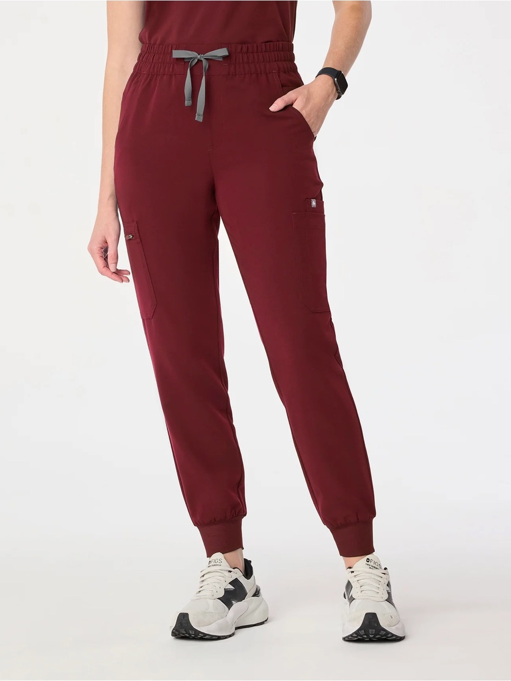 Figs Uman High Rise Jogger Scrub Pant - burgundy XS TALL